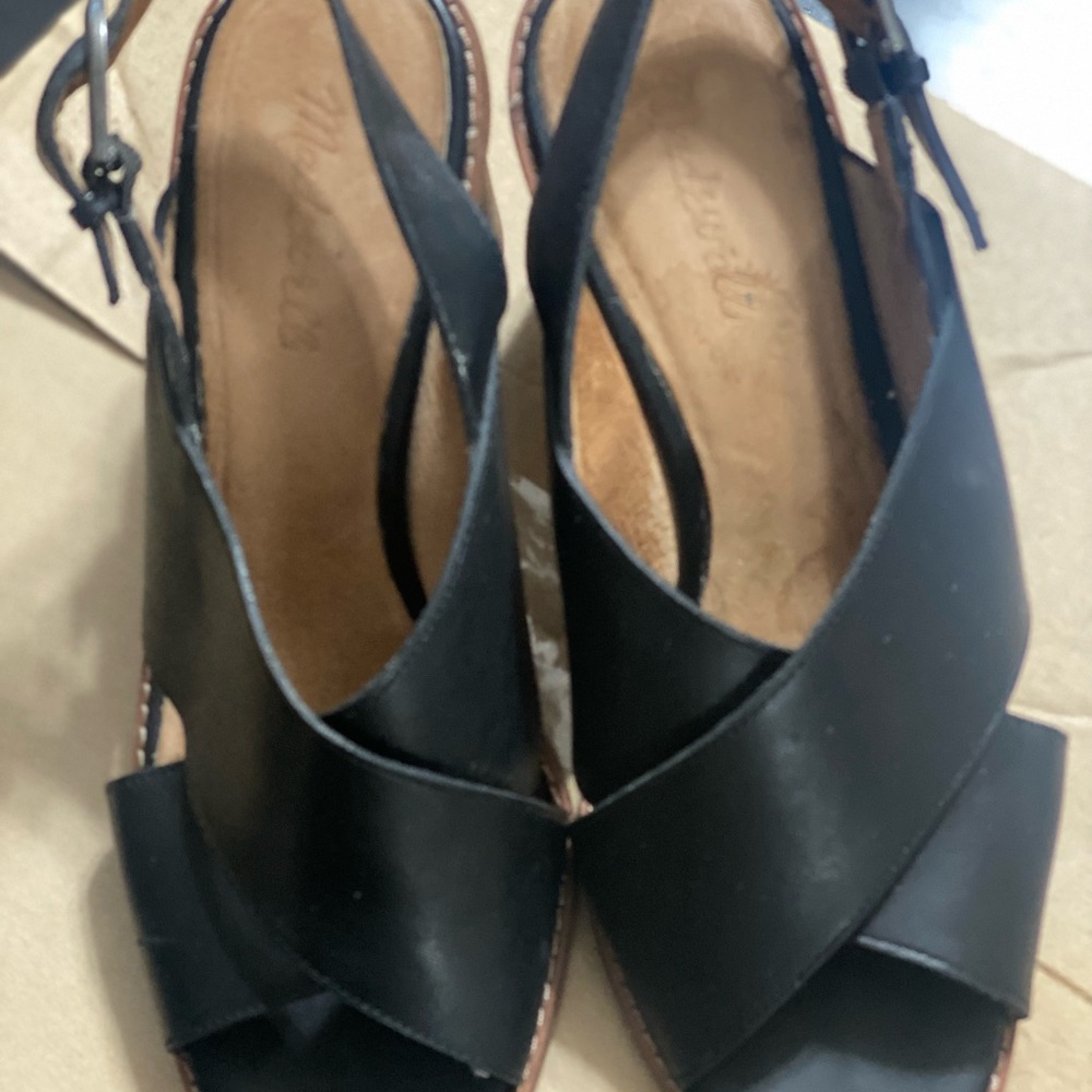 Madewell Black Sandals Slingback Leather